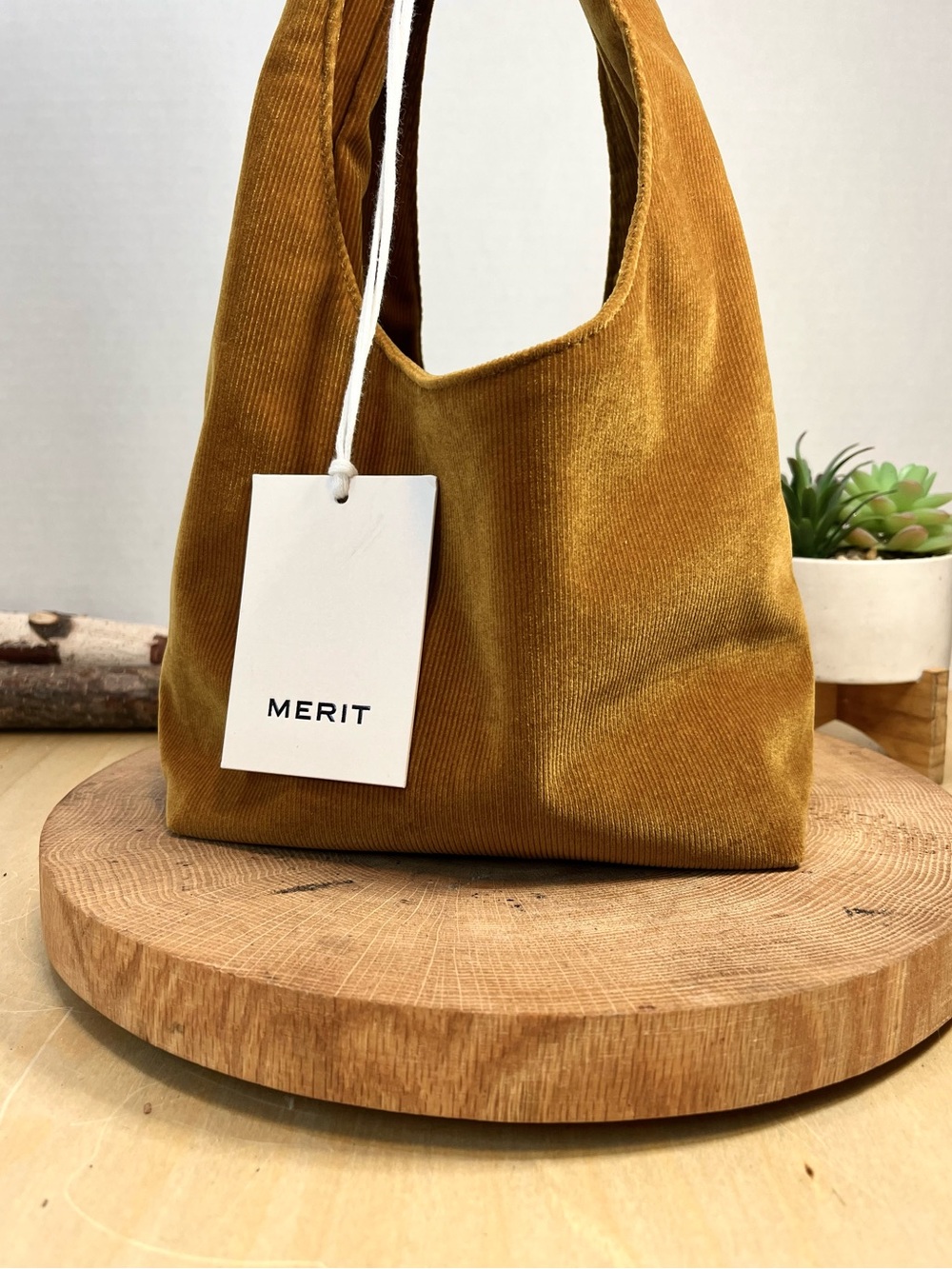 Merit Beauty Signature Corduroy Tote Bag  NWT